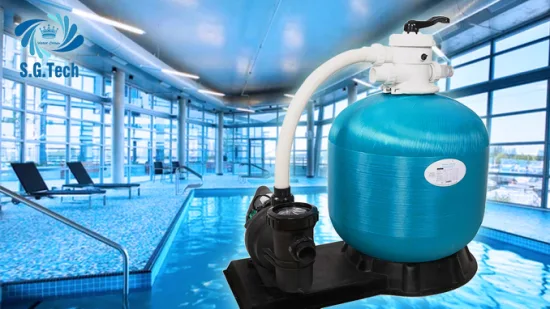 Высококачественный комбинированный песочный фильтр из стекловолокна с автоматической обратной промывкой для бассейнов и насосом.